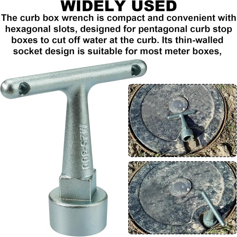 VIDABTE Water Meter Wrench for Pentagon Socket, Curb Stop Wrench, Water Valve Shut Off Tool for Penta Socket, Pentagon Curb Box Key - Image 5